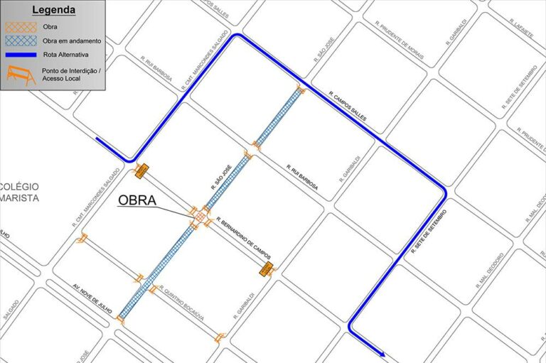 Cruzamento da Bernardino com a São José será interditado a partir de hoje; confira a rota alternativa