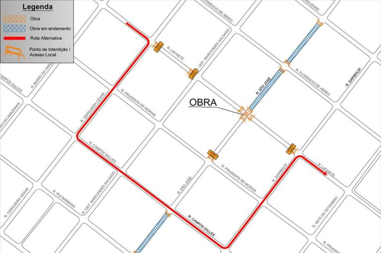 Atenção no trânsito! Cruzamento da São José com a Lafaiete estará interditado a partir de hoje; confira a rota alternativa