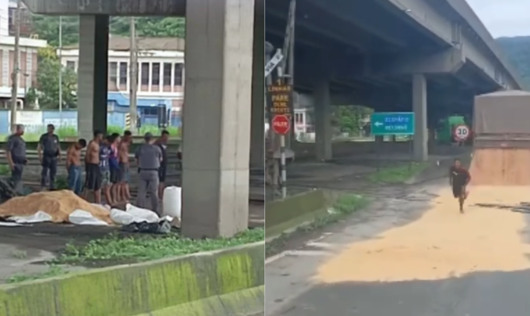 Homem é preso por saquear carga de soja em polo industrial de Cubatão; VÍDEO