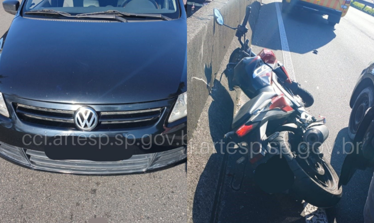 Motociclista fica ferido após colidir em traseira de carro na Via Expressa Sul