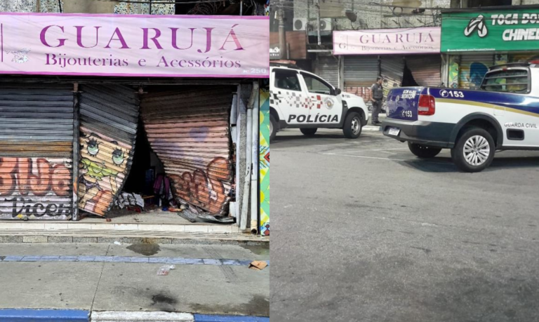 Ladrão usa carro para arrombar porta de loja de bijuterias em Guarujá; VÍDEO