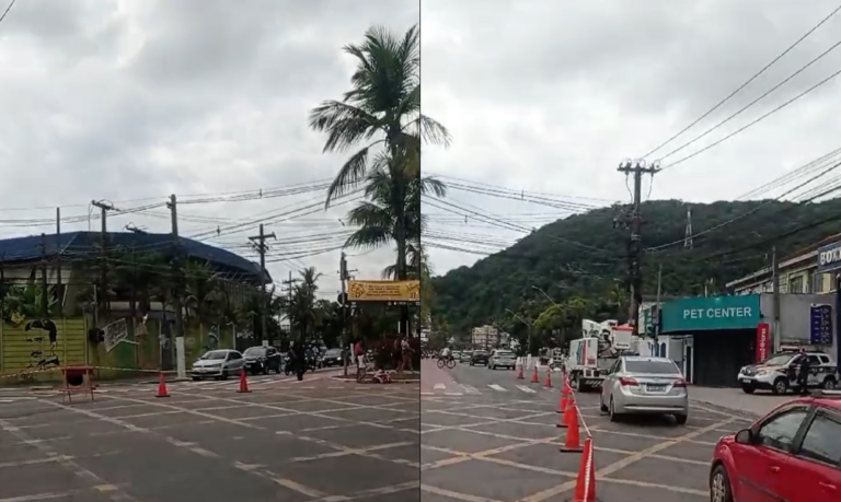 Roubo de fios causa transtorno no trânsito em Guarujá
