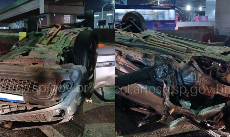 Motorista perde a consciência após colidir em traseira de caminhão e capotar em rodovia do litoral de SP