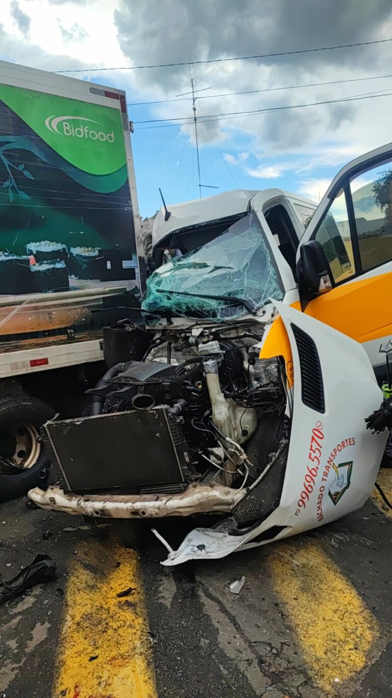 Sete ficam feridos em acidente entre van escolar e caminhão no Taquaral