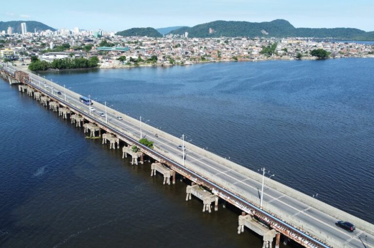 Obras do VLT na Área Continental seguem com recuperação estrutural das estacas da Ponte dos Barreiros