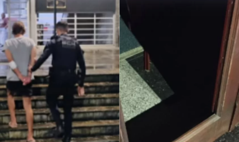 Homem é preso após ser flagrado tentando arrombar porta de igreja em Cubatão