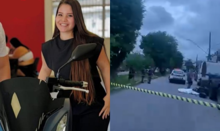 Motociclista morre ao colidir em caminhão estacionado e ser atropelada por outro em São Vicente; VÍDEO