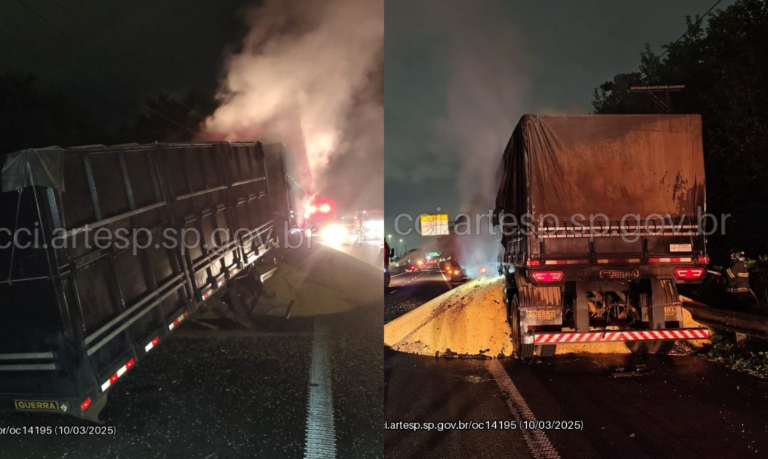 Caminhão pega fogo na Anchieta e interdita pista por cerca de 3 horas