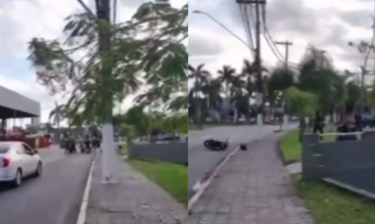 Motociclistas são filmados em luta corporal em avenida de Praia Grande; VÍDEO