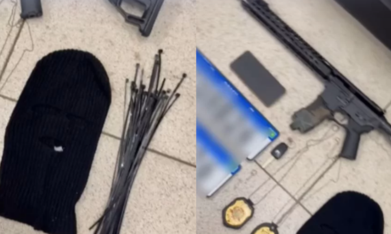 Suspeito foge e abandona carro com simulacro de arma de fogo e distintivos da Polícia Civil em Santos