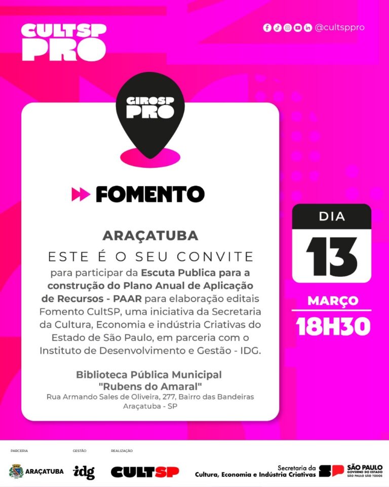 Araçatuba realiza primeira escuta pública para debater fomento à cultura