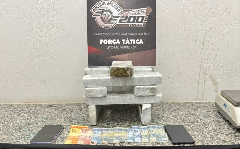 Dupla é presa com 9 tijolos de maconha em Caraguatatuba