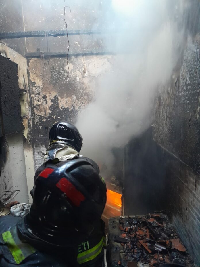 Bombeiros resgatam mulher e gato de casa em chamas, em São José