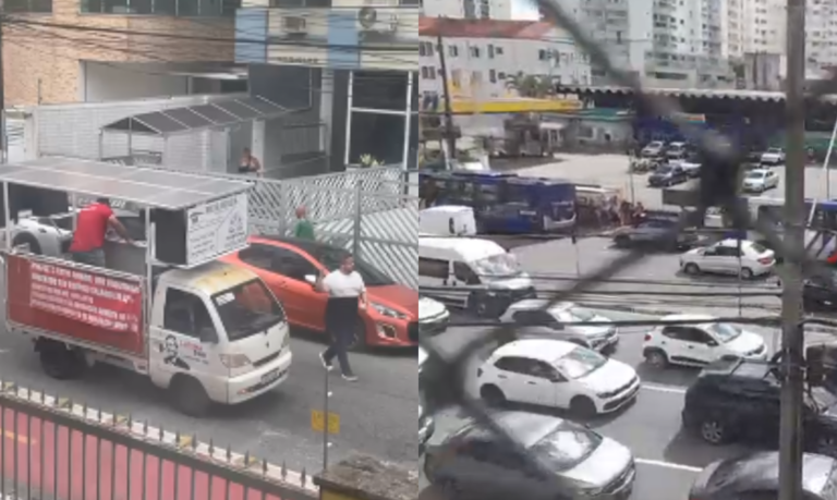 GREVE! Professores param principais vias de São Vicente durante carreata nesta quarta-feira; VÍDEOS