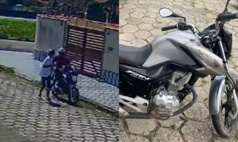 Dupla cai de moto durante fuga e é detida após roubos em série em Itanhaém; VÍDEO