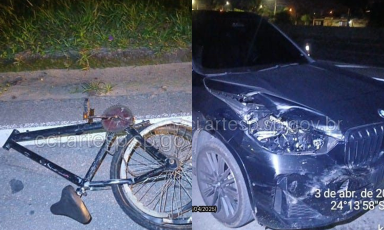 Ciclista morre após atravessar rodovia do litoral de SP empurrando bicicleta