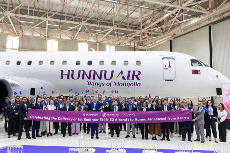 Hunnu Air recebe 1º jato E195-E2 da Embraer e se torna a primeira companhia aérea da Mongólia a operar modelo