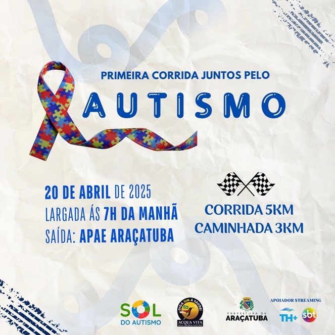 Araçatuba realiza 1ª Corrida “Juntos pelo Autismo” no dia 20 de abril