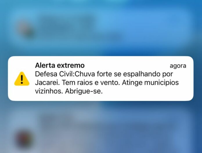 Defesa Civil emite alerta para chuva forte com vento em Jacareí