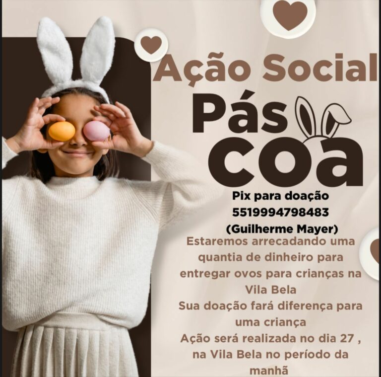 Ação solidária arrecada doações para distribuir ovos de Páscoa na Vila Bela