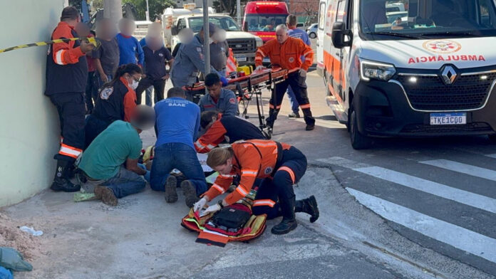 Pintor é socorrido em estado grave após receber descarga elétrica