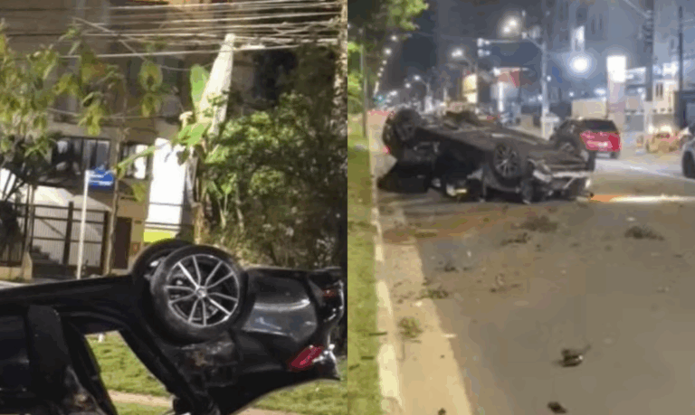 Motorista embriagado é preso em flagrante após capotar carro em Guarujá