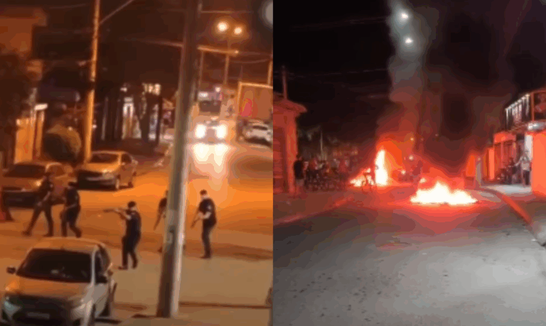 Manifestação de moradores em represália à morte de homem em Praia Grande resulta em incêndio e três detidos; VÍDEOS