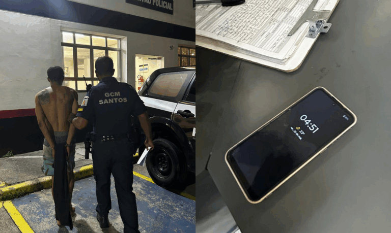 Homem é preso após roubar celular enquanto vítima falava ao telefone em Santos
