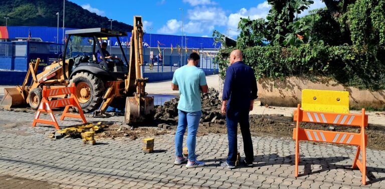 Obras para limitar o trânsito de caminhões na Rua Valdomiro Macário em Guarujá começaram nesta quarta-feira; Entenda