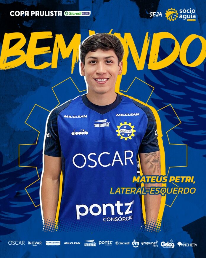 São José anuncia contratação do lateral-esquerdo Mateus Petri para a Copa Paulista
