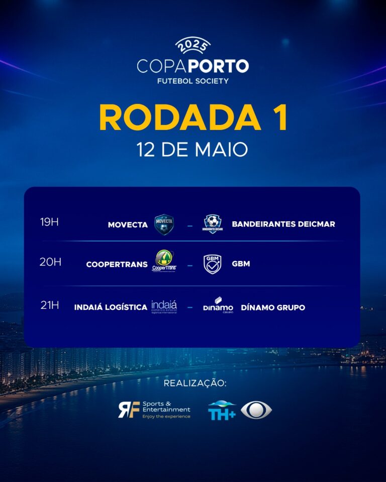 Chegou o dia! Copa Porto de Futebol Society começa na noite desta segunda-feira no Clube Portuários, em Santos
