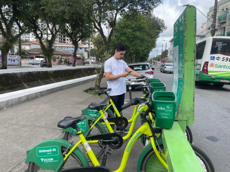 Santos terá gratuidade nas bicicletas compartilhadas nos próximos dias em comemoração ao Dia Mundial da Bicicleta e do Meio Ambiente