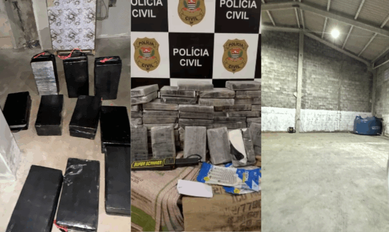 Mais de 100 kg de cocaína são apreendidos em galpão em cidade do litoral de SP e esquema de tráfico de drogas é desarticulado