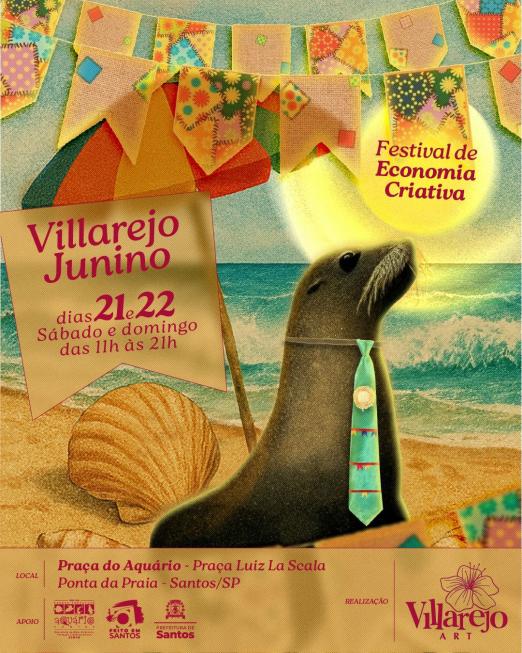 Feira criativa leva clima junino à Ponta da Praia de Santos