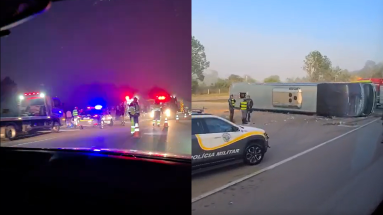 Ônibus tomba na Raposo Tavares | Reprodução Itapê Ordinária