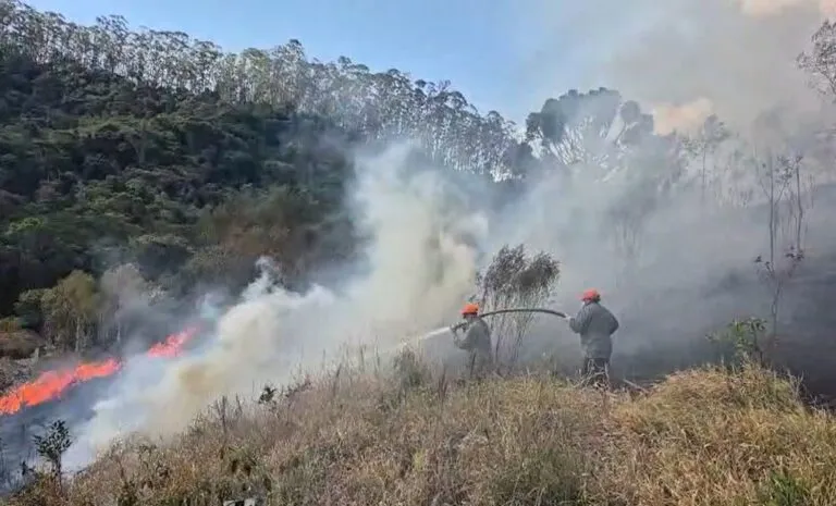 VÍDEO: Bombeiros combatem incêndio em vegetação de São Luiz do Paraitinga