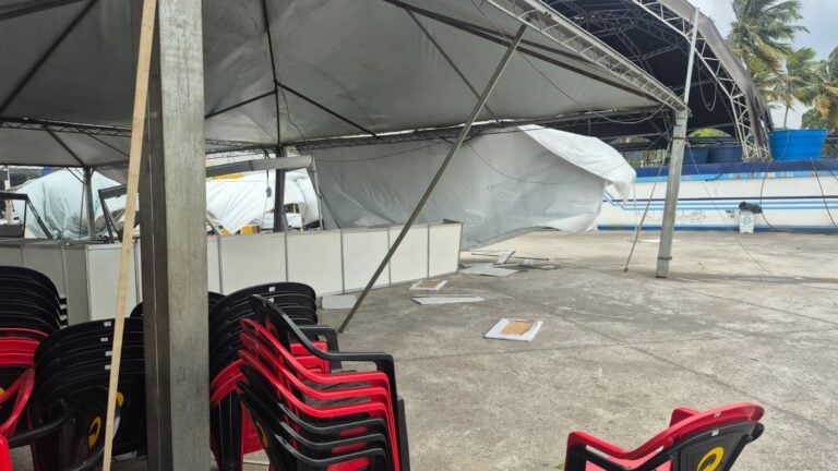 Ventania de 70 km/h causa quedas de árvores e destelhamentos no Litoral Norte