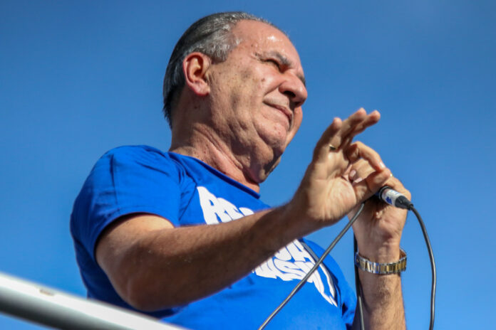 O Pastor Silas Malafaia no ato 