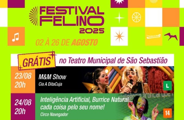 'Festival Felino' leva teatro e circo ao palco do Teatro Municipal de São Sebastião