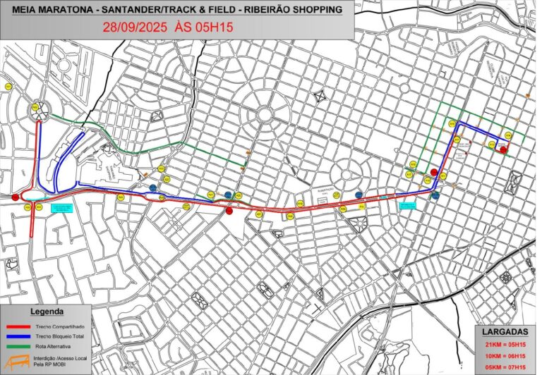Interdições para meia maratona alteram o trânsito neste domingo