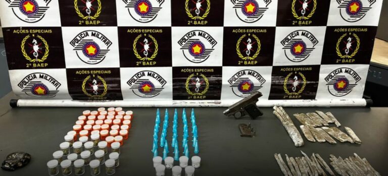 Homem é preso por tráfico de drogas e porte ilegal de arma de fogo