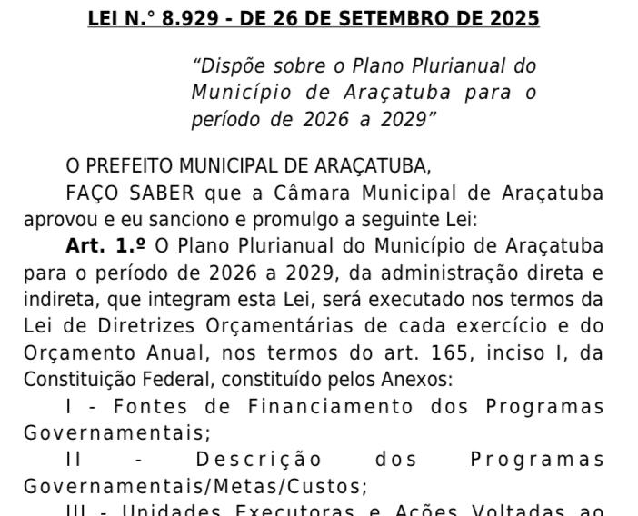 Prefeito de Araçatuba sanciona leis orçamentárias sem vetos