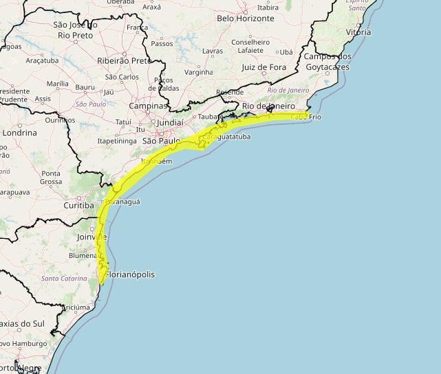 INMET renova aviso de ventos fortes no Vale do Paraíba e Litoral Norte