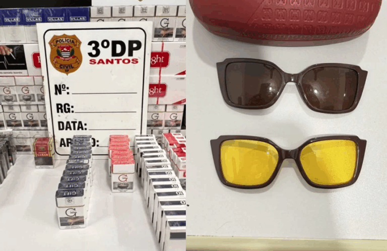 Trio é preso em flagrante por crimes de furto qualificado  em Santos; óculos e 357 maços de cigarros foram encontrados