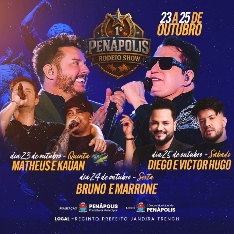 Penápolis terá rodeio com shows de Matheus & Kauan e Bruno & Marrone