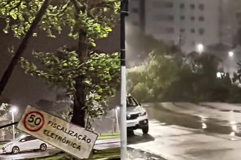 Temporal que atingiu a Baixada Santista na última madrugada causou estragos em diversas cidades