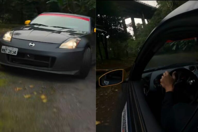 Campeão brasileiro de drift faz manobras perigosas em área ambiental de rodovia que dá acesso ao litoral