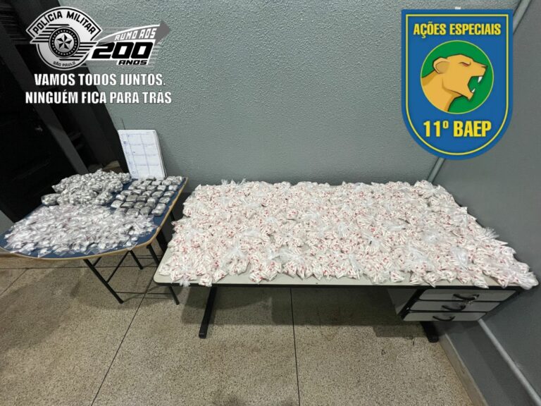 Homem é preso com mais de sete mil pinos de cocaína e 420 pedaços de maconha no Jardim Marchesi