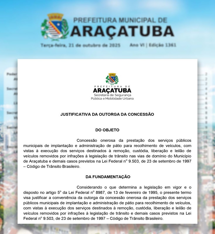 Prefeitura de Araçatuba prepara concessão de serviço de pátio e guincho