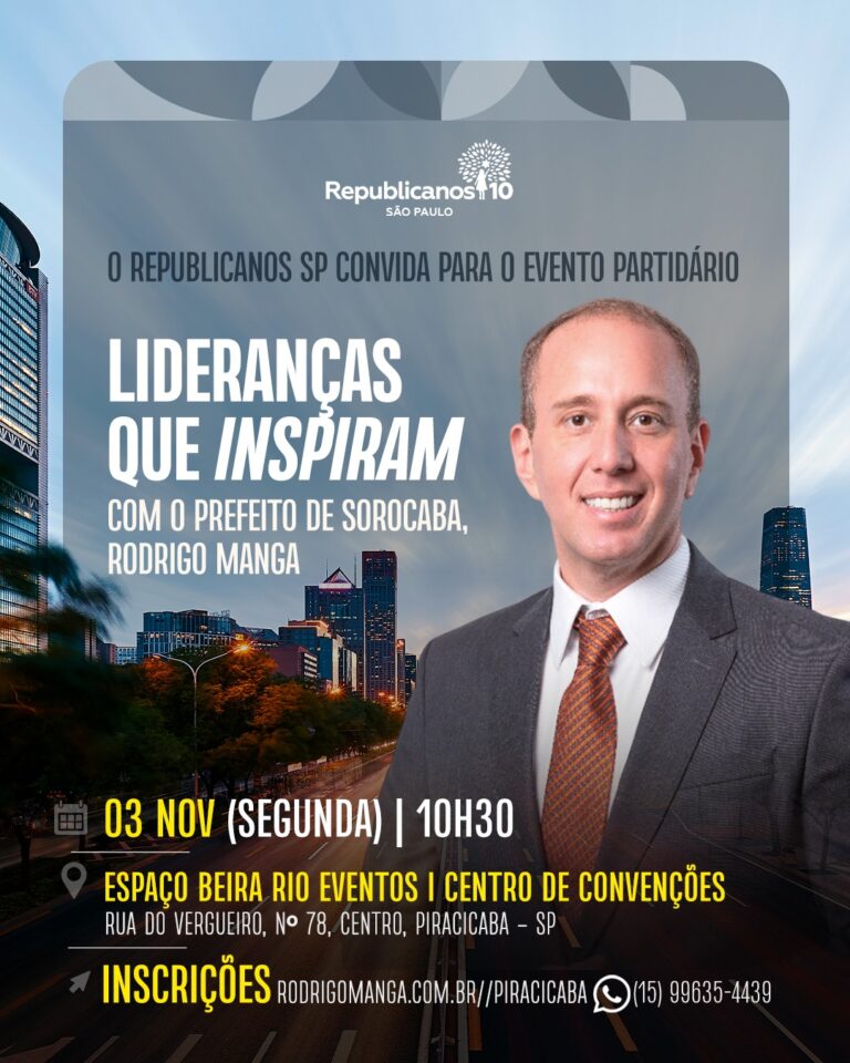 Prefeito de Sorocaba, Rodrigo Manga, ministra palestra para lideranças em Piracicaba